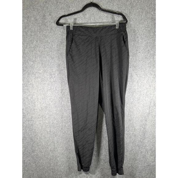 Athleta Pants Women 10 Black Brooklyn Textured Joggers Comfort Pull On Stretch - Picture 1 of 7